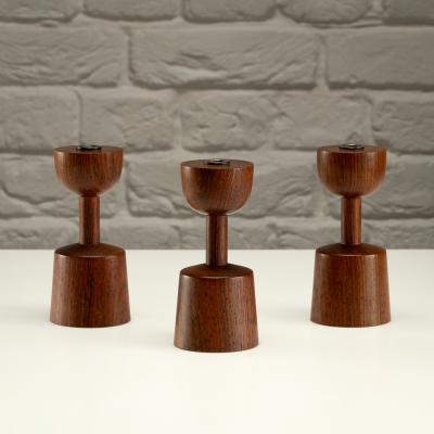 Laurids L nborg Set of 3 Rosewood Candlesticks by Laurids L nborg Denmark 1960s