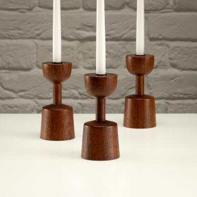 Laurids L nborg Set of 3 Rosewood Candlesticks by Laurids L nborg Denmark 1960s