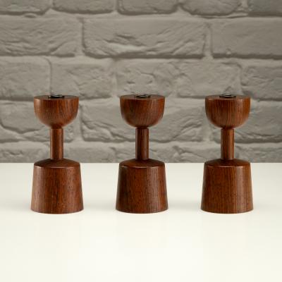 Laurids L nborg Set of 3 Rosewood Candlesticks by Laurids L nborg Denmark 1960s