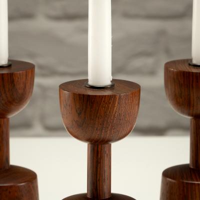 Laurids L nborg Set of 3 Rosewood Candlesticks by Laurids L nborg Denmark 1960s