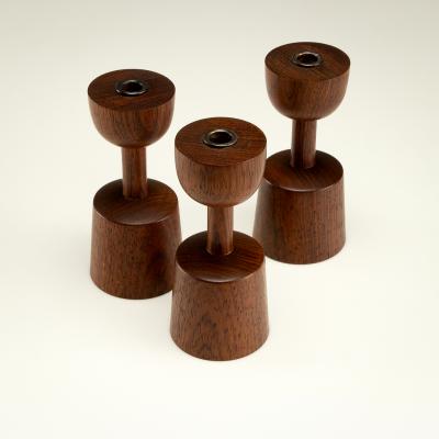 Laurids L nborg Set of 3 Rosewood Candlesticks by Laurids L nborg Denmark 1960s