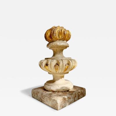 Lavish 18th Century Italian Wood and Gesso Altar Vase with Flame and Faux Marble
