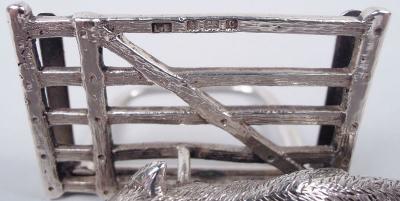 Lawrence Emanuel Set of 3 Antique English Edwardian Fox Gate Place Card Holders