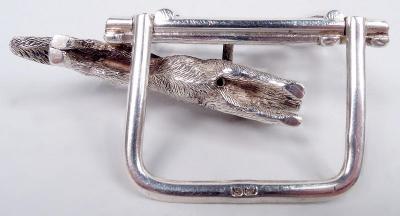 Lawrence Emanuel Set of 3 Antique English Edwardian Fox Gate Place Card Holders