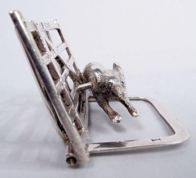 Lawrence Emanuel Set of 3 Antique English Edwardian Fox Gate Place Card Holders