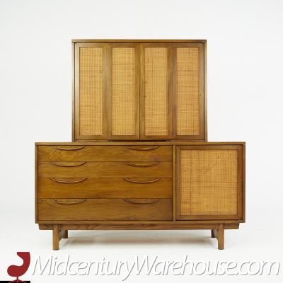 Lawrence Peabody Lawrence Peabody Mid Century Cane Front Buffet and Hutch