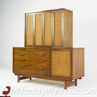 Lawrence Peabody Lawrence Peabody Mid Century Cane Front Buffet and Hutch
