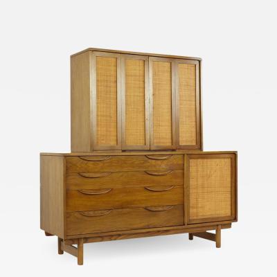 Lawrence Peabody Lawrence Peabody Mid Century Cane Front Buffet and Hutch