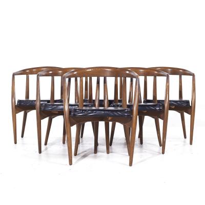 Lawrence Peabody Lawrence Peabody Mid Century Walnut Arm Chairs Set of 6