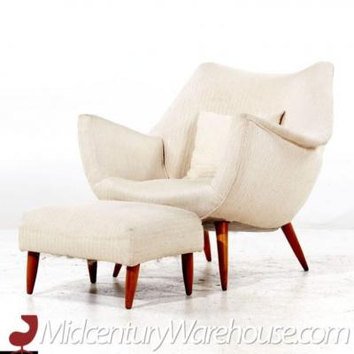 Lawrence Peabody Lawrence Peabody for Selig Mid Century Holiday Lounge Chair with Ottoman