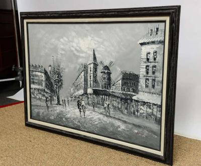 Le Moulin Rouge a Mid Century Oil Painting