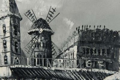 Le Moulin Rouge a Mid Century Oil Painting