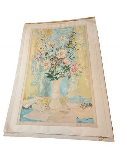 Le Pho BEAUTIFUL VASE OF FLOWERS SIGNED LITHOGRAPH BY LE PHO