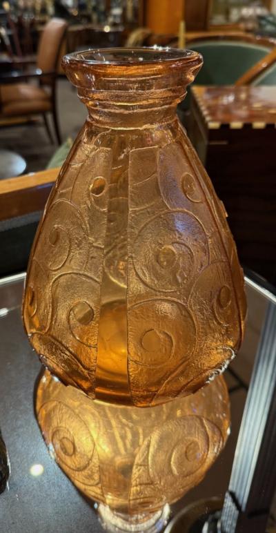 Le Verre Fran ais French Art Deco Acid Etched Vase Signed Charder Le Verre Fran ais c 1925