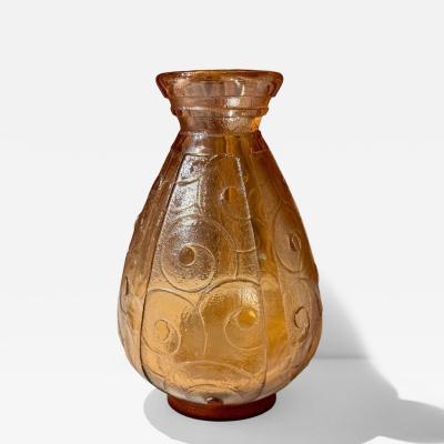Le Verre Fran ais French Art Deco Acid Etched Vase Signed Charder Le Verre Fran ais c 1925