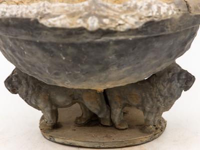 Lead Bird Bath on Lion Supports late 19th century