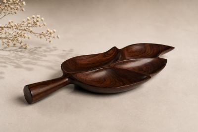 Leaf Form Serving Tray Sculptural Hand Carved Tray Decorative Serving Piece