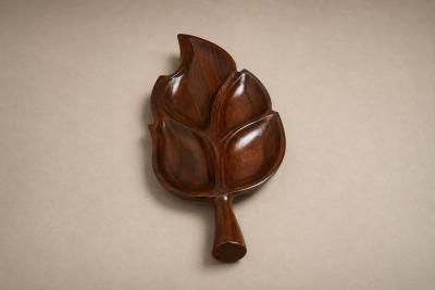 Leaf Form Serving Tray Sculptural Hand Carved Tray Decorative Serving Piece