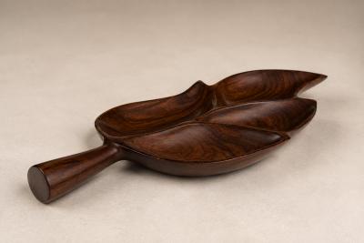 Leaf Form Serving Tray Sculptural Hand Carved Tray Decorative Serving Piece