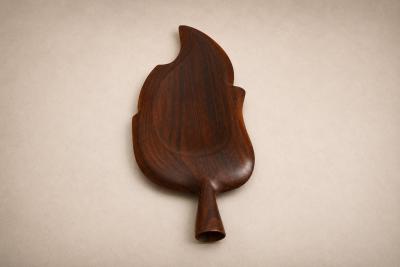 Leaf Form Serving Tray Sculptural Hand Carved Tray Decorative Serving Piece