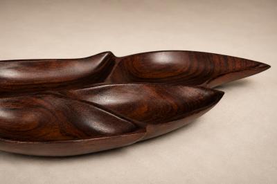Leaf Form Serving Tray Sculptural Hand Carved Tray Decorative Serving Piece
