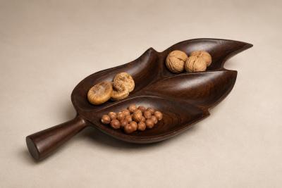 Leaf Form Serving Tray Sculptural Hand Carved Tray Decorative Serving Piece