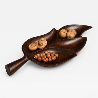 Leaf Form Serving Tray Sculptural Hand Carved Tray Decorative Serving Piece