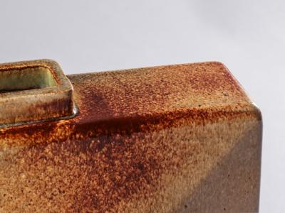 Leandro Lega Leandro Lega rectangular vase in glazed ceramic Faenza Italy 1982