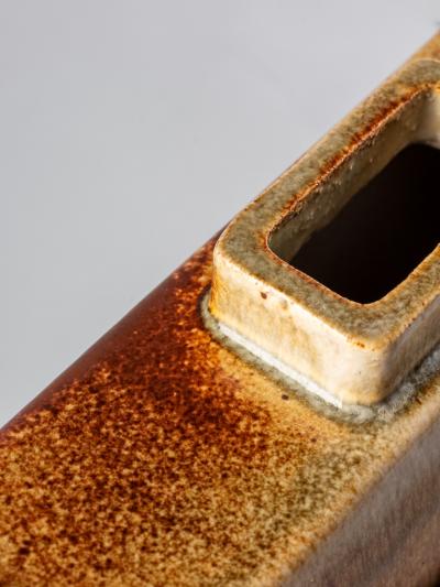 Leandro Lega Leandro Lega rectangular vase in glazed ceramic Faenza Italy 1982