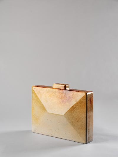 Leandro Lega Leandro Lega rectangular vase in glazed ceramic Faenza Italy 1982