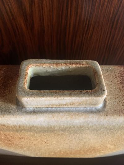 Leandro Lega Leandro Lega rectangular vase in glazed ceramic Faenza Italy 1982