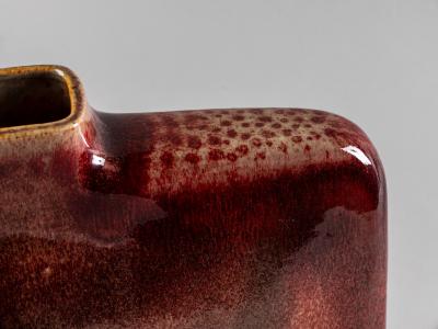 Leandro Lega Rectangular Vase in Glazed Ceramic by Leandro Lega 1984