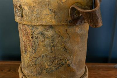 Leather Cordite Carrier with Royal Coat of Arms