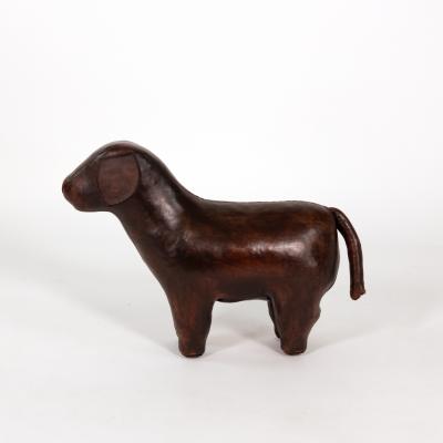 Leather Dog Footstool in the Manner of Dimitri Omersa 20th Century