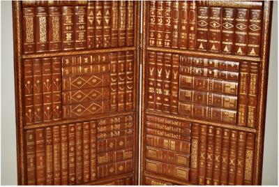 Leather Faux Book Two Panel Screen