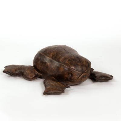 Leather Frog Footstool in the Manner of Dimitri Omersa