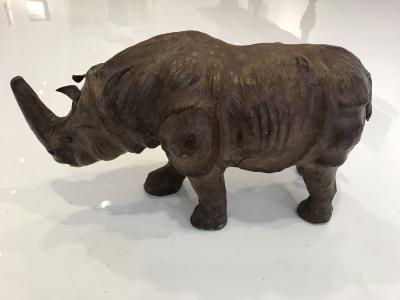 Leather Rhino Sculpture