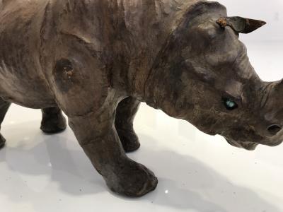 Leather Rhino Sculpture