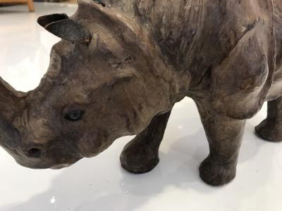 Leather Rhino Sculpture
