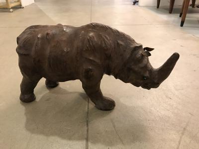 Leather Rhino Sculpture