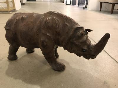 Leather Rhino Sculpture