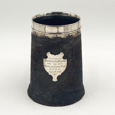 Leather Tankard with Silver Mounts American
