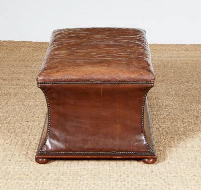 Leather Upholstered Ottoman with Lift Up Top