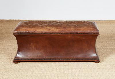 Leather Upholstered Ottoman with Lift Up Top