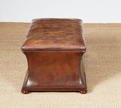Leather Upholstered Ottoman with Lift Up Top