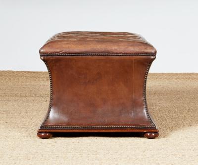 Leather Upholstered Ottoman with Lift Up Top