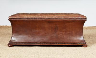 Leather Upholstered Ottoman with Lift Up Top