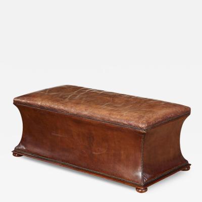 Leather Upholstered Ottoman with Lift Up Top