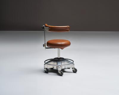 Leather and Steel Professional Assistant Stool Europe Late 20th C