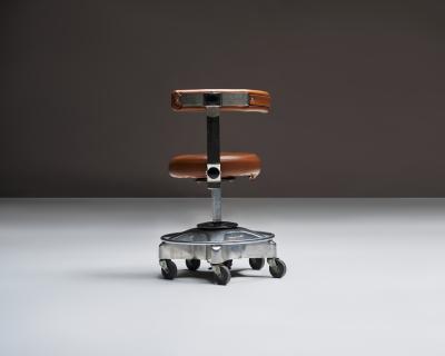 Leather and Steel Professional Assistant Stool Europe Late 20th C